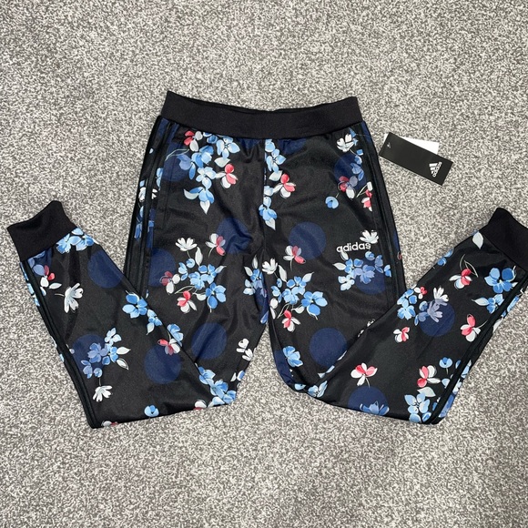 Adidas Girls Floral Joggers NWT Size M 10/12 - Picture 2 of 4